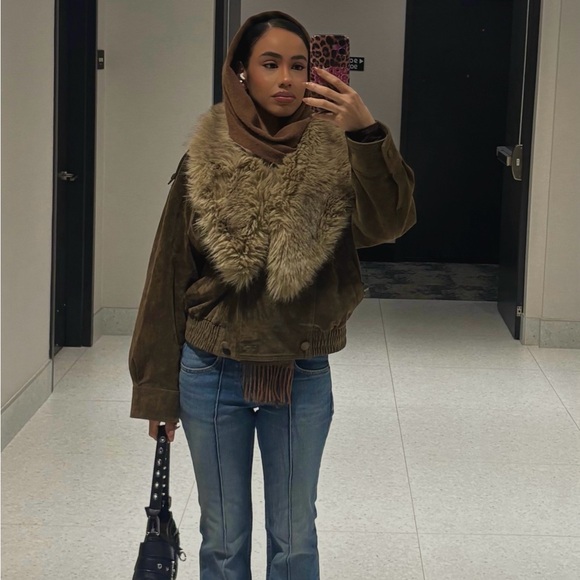 Zara Jackets & Blazers - Zara 100% suede leather jacket with fur